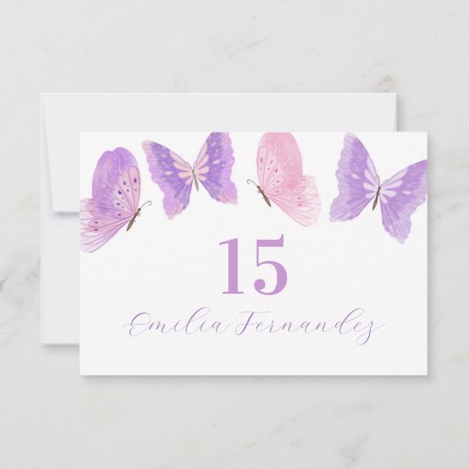 Butterfly Quinceañera UAWG Response Card RSVP Karte (Rückseite)