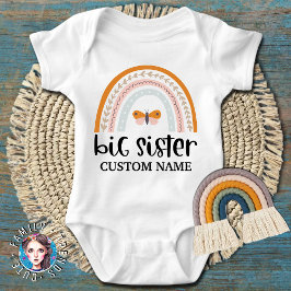 Butterfly Rainbow Big Sister Baby Strampler