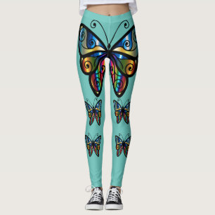 BUTTERFLY RAINBOW FARBEN YOGA PANTS LEGGINGS