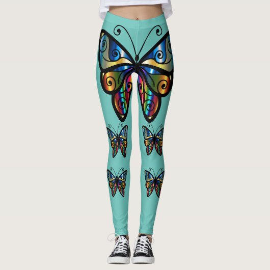 BUTTERFLY RAINBOW FARBEN YOGA PANTS LEGGINGS (Vorderseite)