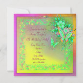 Butterfly Rainbow Girls 10. Geburtstagsparty Einladung (Rückseite)