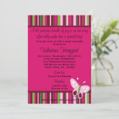 Butterfly Rasberry Pink Lime Green Party Einladung (Stehend Vorderseite)