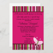 Butterfly Rasberry Pink Lime Green Party Einladung (Vorne/Hinten)