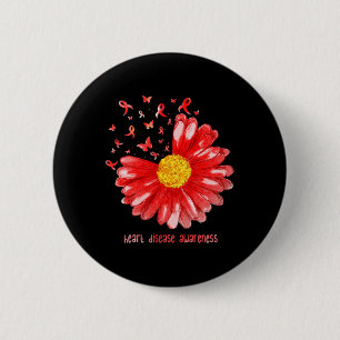 Butterfly Red Ribbon Herzerkrankung Bewusstsein Button