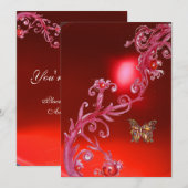 BUTTERFLY RED RUBY hellrosa Einladung (Vorne/Hinten)