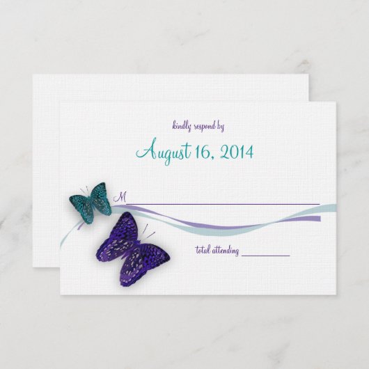Butterfly Response RSVP Karte (Vorne/Hinten)