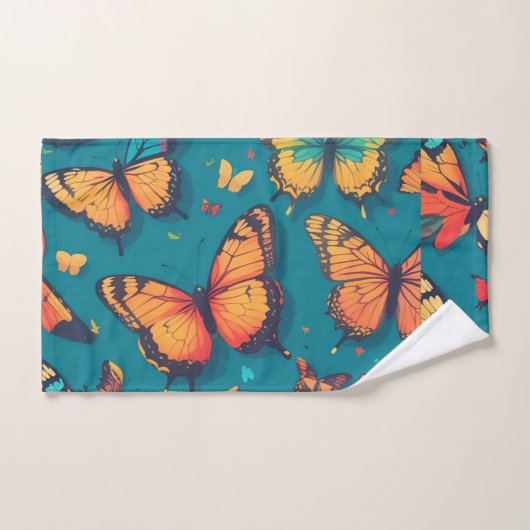 Butterfly Retro Personalisiertes Muster Badhandtuch Set (Handtuch)
