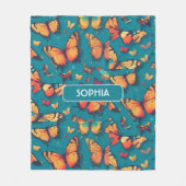Butterfly Retro Personalisiertes Muster Fleecedecke (Vorderseite)