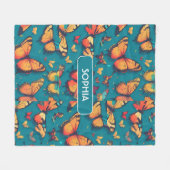 Butterfly Retro Personalisiertes Muster Fleecedecke (Vorderseite (Horizontal))