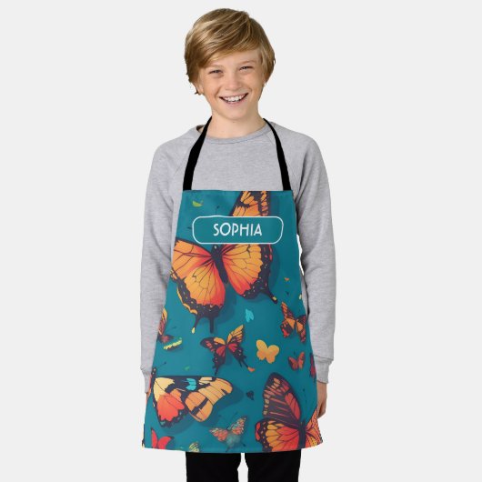 Butterfly Retro Personalisiertes Muster Schürze (Getragen)