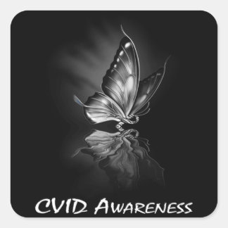 Butterfly-Ribbon CVID Awareness Sweatshirt182 Quadratischer Aufkleber