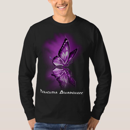 Butterfly Ribbon Dementia Awareness T-Shirt (Vorderseite)