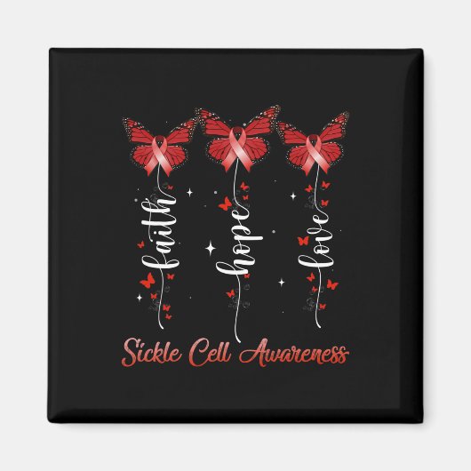Butterfly Ribbon Faith Hope Liebe Sickle Cell Awar Magnet (Vorne)