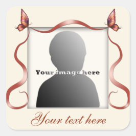 Butterfly Ribbon Foto Square Quadratischer Aufkleber