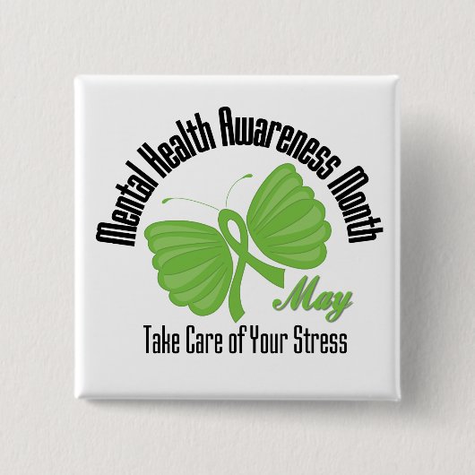 Butterfly Ribbon Mental Health Awareness Montag Button (Vorderseite)