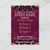 Butterfly Ribbons Event Party Mini Flyer Visitenkarte (Rückseite)