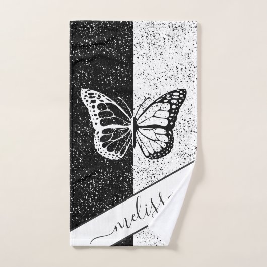 Butterfly Romantic Girly Ästhetik & Elegante Name Handtuch (Handtuch)