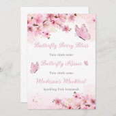 Butterfly-Rosa-Babydusche Einladung (Vorne/Hinten)