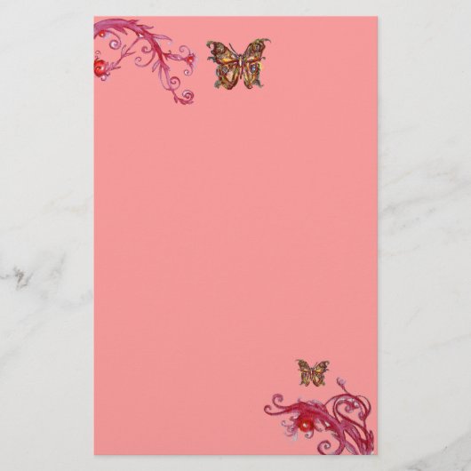 BUTTERFLY, rosa Briefpapier (Vorderseite)