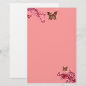 BUTTERFLY, rosa Briefpapier (Vorne/Hinten)