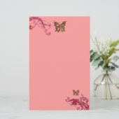 BUTTERFLY, rosa Briefpapier (Stehend Vorderseite)