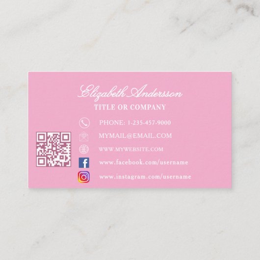 Butterfly Rosa Goldlogo QR-Code Visitenkarte (Rückseite)