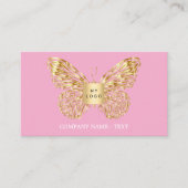 Butterfly Rosa Goldlogo QR-Code Visitenkarte (Vorderseite)