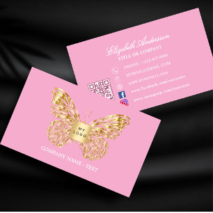 Butterfly Rosa Goldlogo QR-Code Visitenkarte