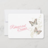 Butterfly Rosa Hochzeit Probe Dinner einladen Einladung (Vorderseite)