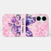 Butterfly Rosa violette Blumen Case-Mate iPhone Hülle (Rückseite (Horizontal))