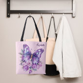 Butterfly Rosa violette Blumen Tasche