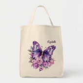 Butterfly Rosa violette Blumen Tragetasche (Vorne)