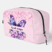Butterfly Rosa violette Blumen Waschbeutel (Rechte Ecke)