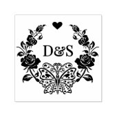 Butterfly-Rose ab dem 2. ersten Doppelmonogramm #9 Permastempel (Design)