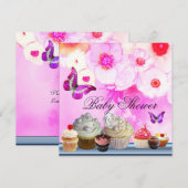 BUTTERFLY,ROSE,BLUME,KUPFEN Pink Babydusche Einladung (Vorne/Hinten)