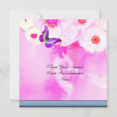 BUTTERFLY,ROSE,BLUME,KUPFEN Pink Babydusche Einladung (Rückseite)