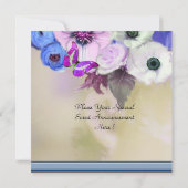 BUTTERFLY,ROSE,BLUME,KUPFKEN Blue Baby Dusche Einladung (Rückseite)