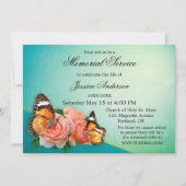 Butterfly Rose Foto Beerdigung Gedenkdienst Einladung (Vorderseite)