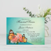 Butterfly Rose Foto Beerdigung Gedenkdienst Einladung (Stehend Vorderseite)