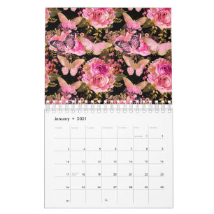Butterfly Rose Garden Floral Blume Niedlich Ästhet Kalender