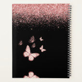 Butterfly Rose Gold Glitzer 2023 Planer mit Namen (Rückseite)