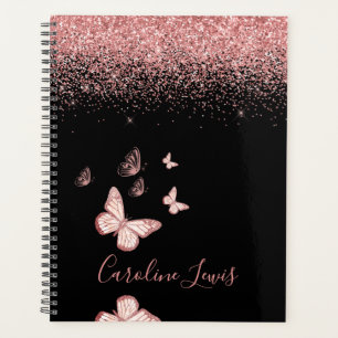 Butterfly Rose Gold Glitzer 2023 Planer mit Namen