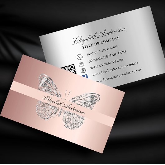 Butterfly Rose Gold QR-Code für soziale Medien Visitenkarte