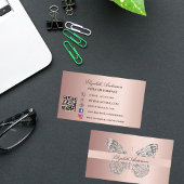 Butterfly Rose Gold QR Code Social Media Visitenkarte