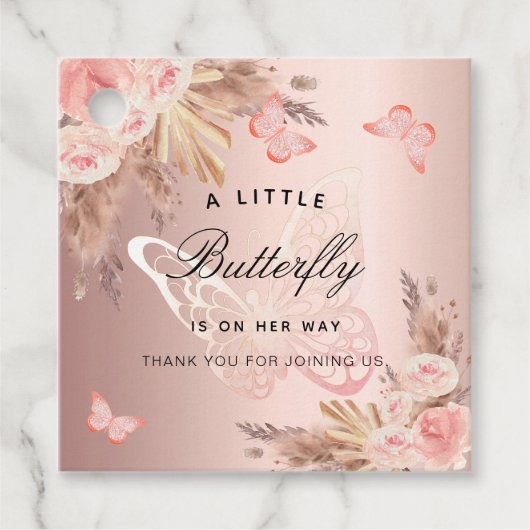 Butterfly Rose Goldflorchen Mädchen Dusche Geschenkanhänger (Vorderseite)