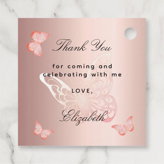 Butterfly Rose Goldflorchen Mädchen Dusche Geschenkanhänger (Rückseite)