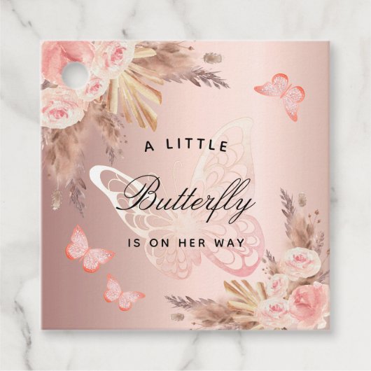 Butterfly Rose Goldflorchen Mädchen Dusche Geschenkanhänger (Vorderseite)