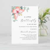 Butterfly Rose Goldgrün Mädchen Babydusche Einladung (Stehend Vorderseite)