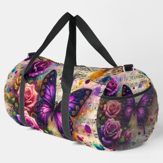 Butterfly-Rose - Musikmalerei Duffle Bag (Rechte Ecke)