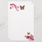 BUTTERFLY, rot weiß Briefpapier (Vorne/Hinten)